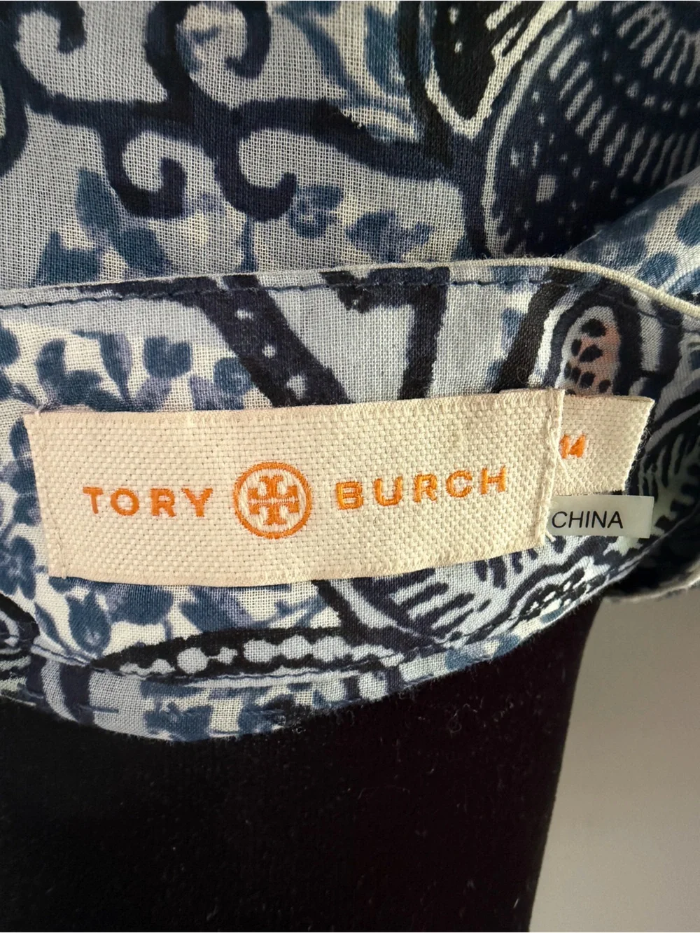 Tory Burch Blue Paisley  100% cotton size M Print Long-Sleeve Blouse